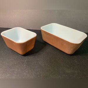 Vintage Pyrex Brown solid color Refrigerator Dish #501 & 502, 2pc